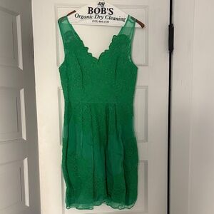 Chic Green Lace Mini Dress